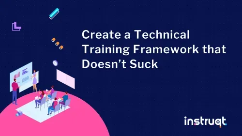 Instruqt blog hero illustrating a technical training session for the Tell, Show, Do, Apply Framework.
