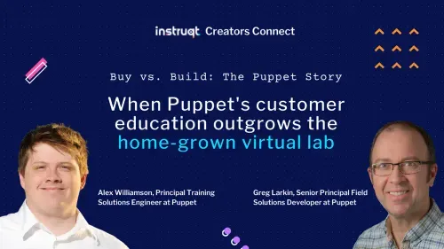Alex Williamson and Greg Larkin from Puppet discuss replacing home-grown virtual labs with Instruqt on Creators Connect.