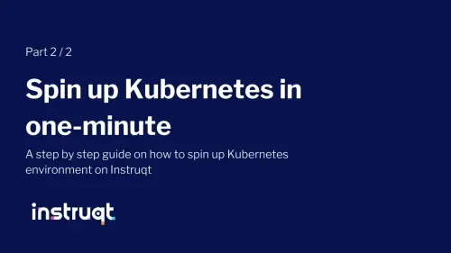 Instruqt's 'The one-minute Kubernetes Solution' Part 1/2 slide, promising no lost prospects due to Kubernetes setup times.