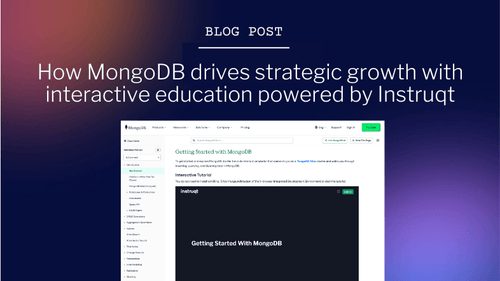 Blog post card: How MongoDB drives strategic growth with interactive education powered by Instruqt.