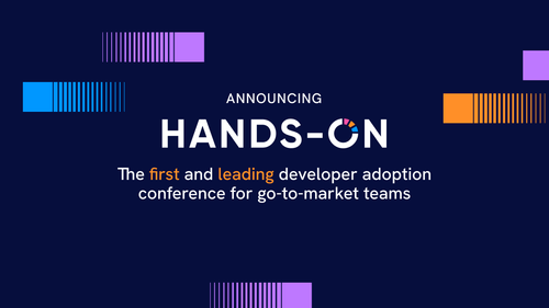Announcement banner for Hands-On, the first and leading developer adoption conference for go-to-market teams.