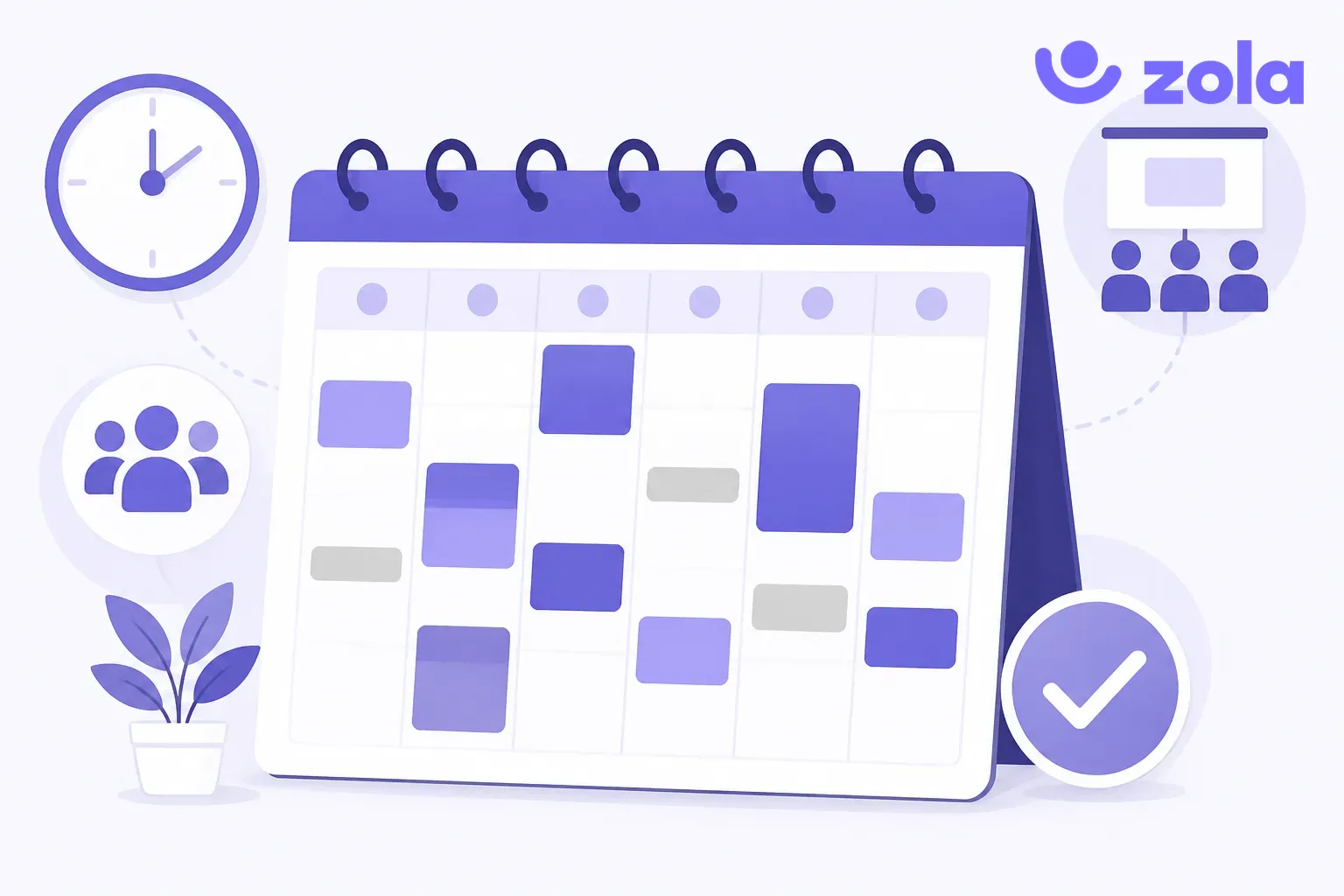 Illustration violette d'un planning de formation en entreprise