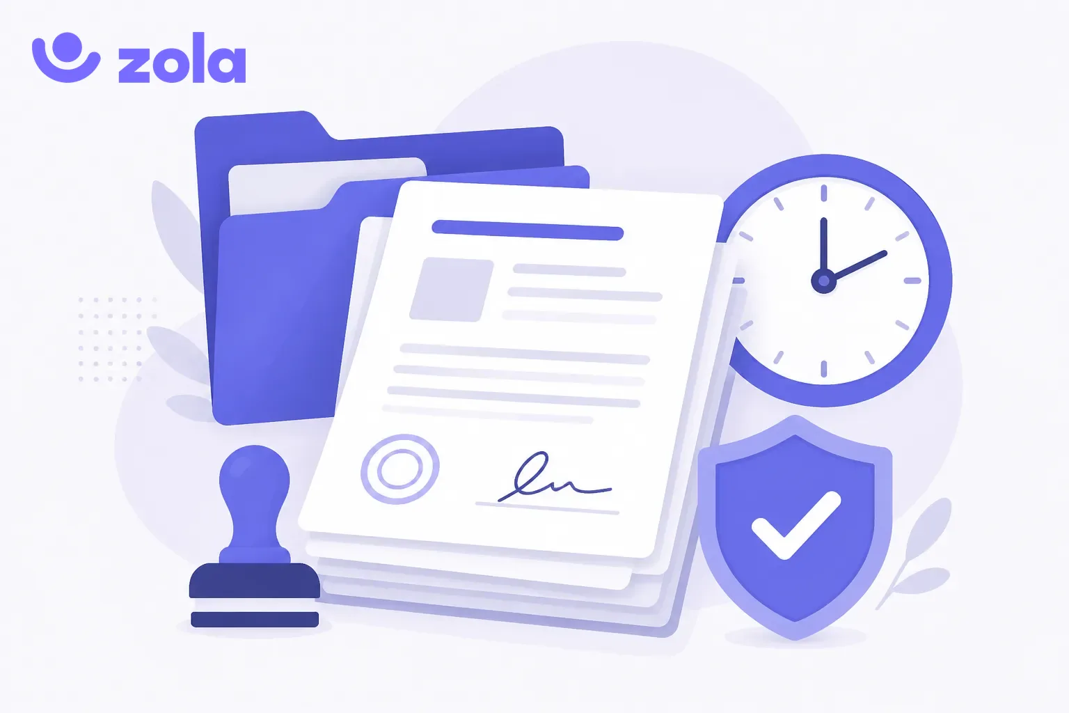 Illustration violette des documents administratifs de la formation