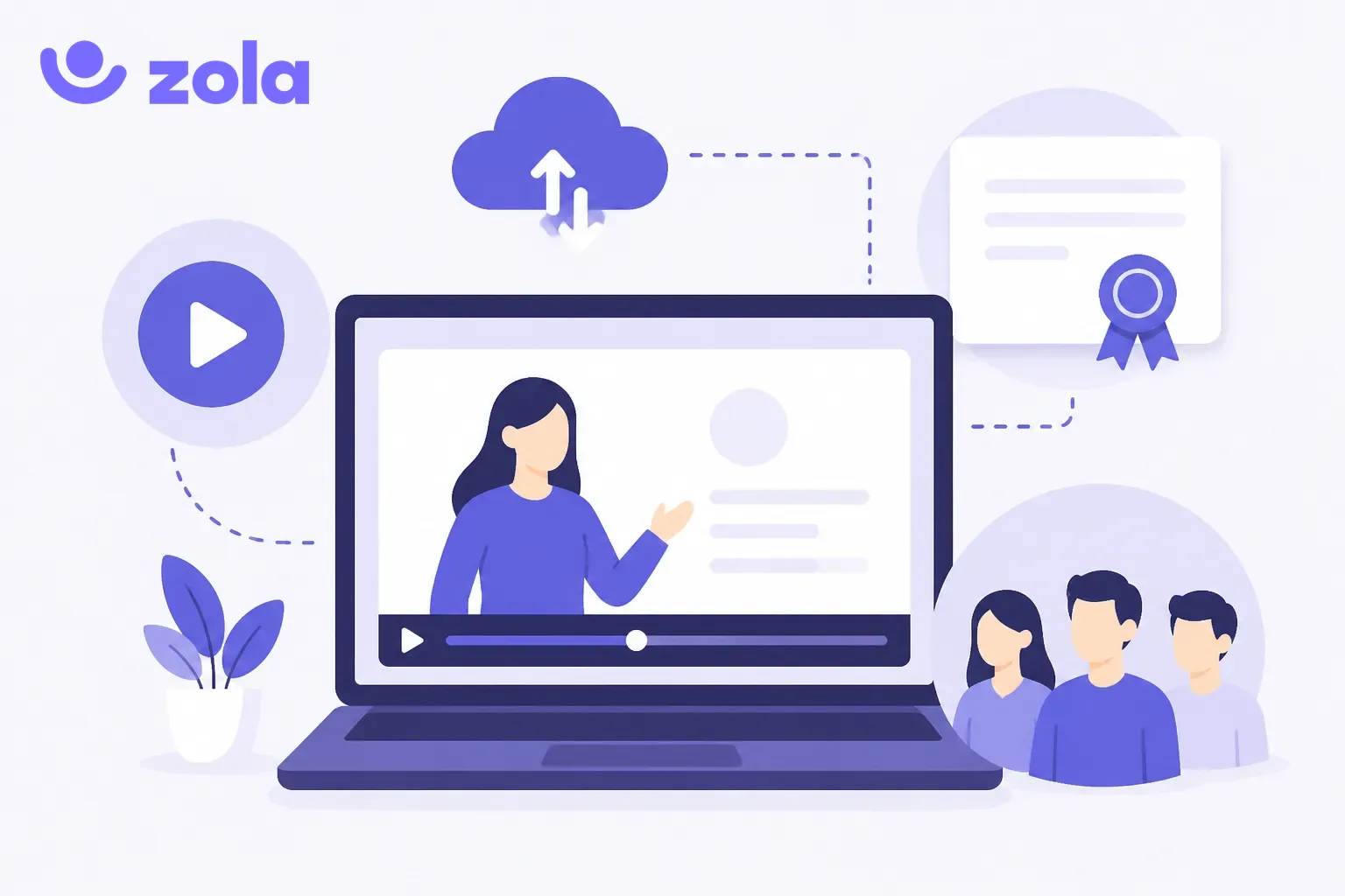 Illustration violette d'une plateforme LMS en entreprise