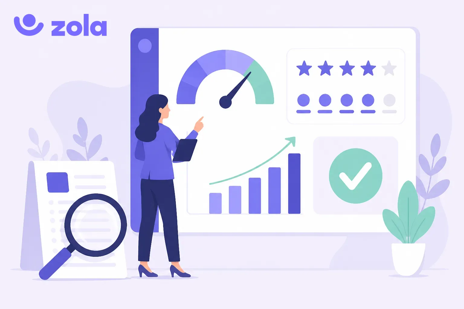 Illustration violette de l'évaluation de l'efficacité d'une formation
