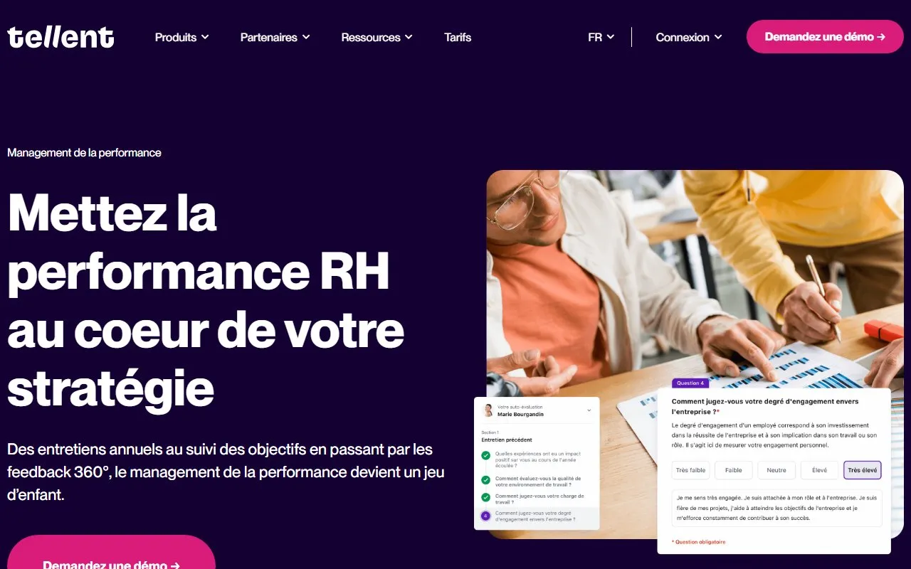 Aperçu du site Tellent (ex-Javelo), logiciel de campagnes d'entretiens professionnels