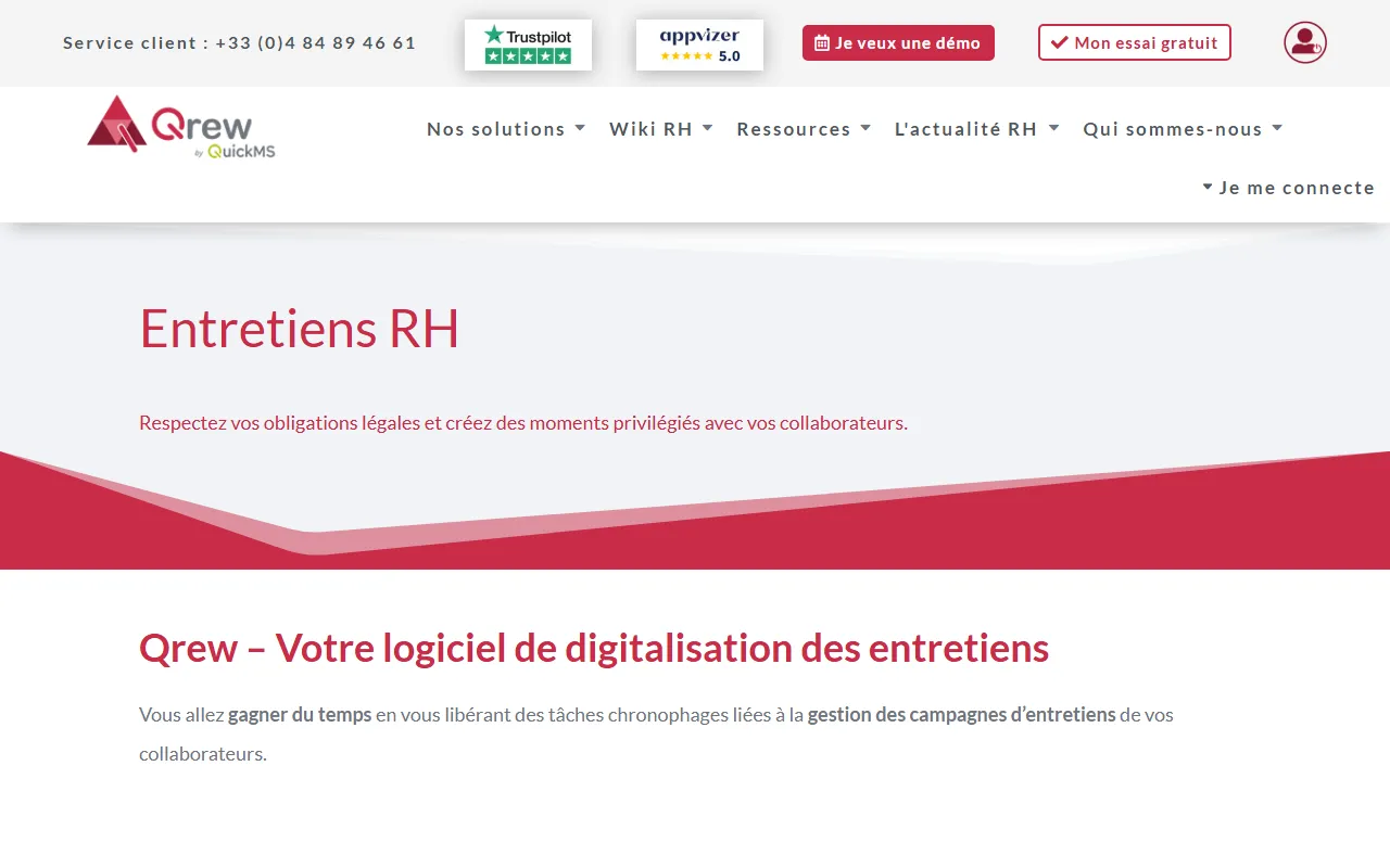 Aperçu du logiciel d'entretiens Qrew by QuickMS