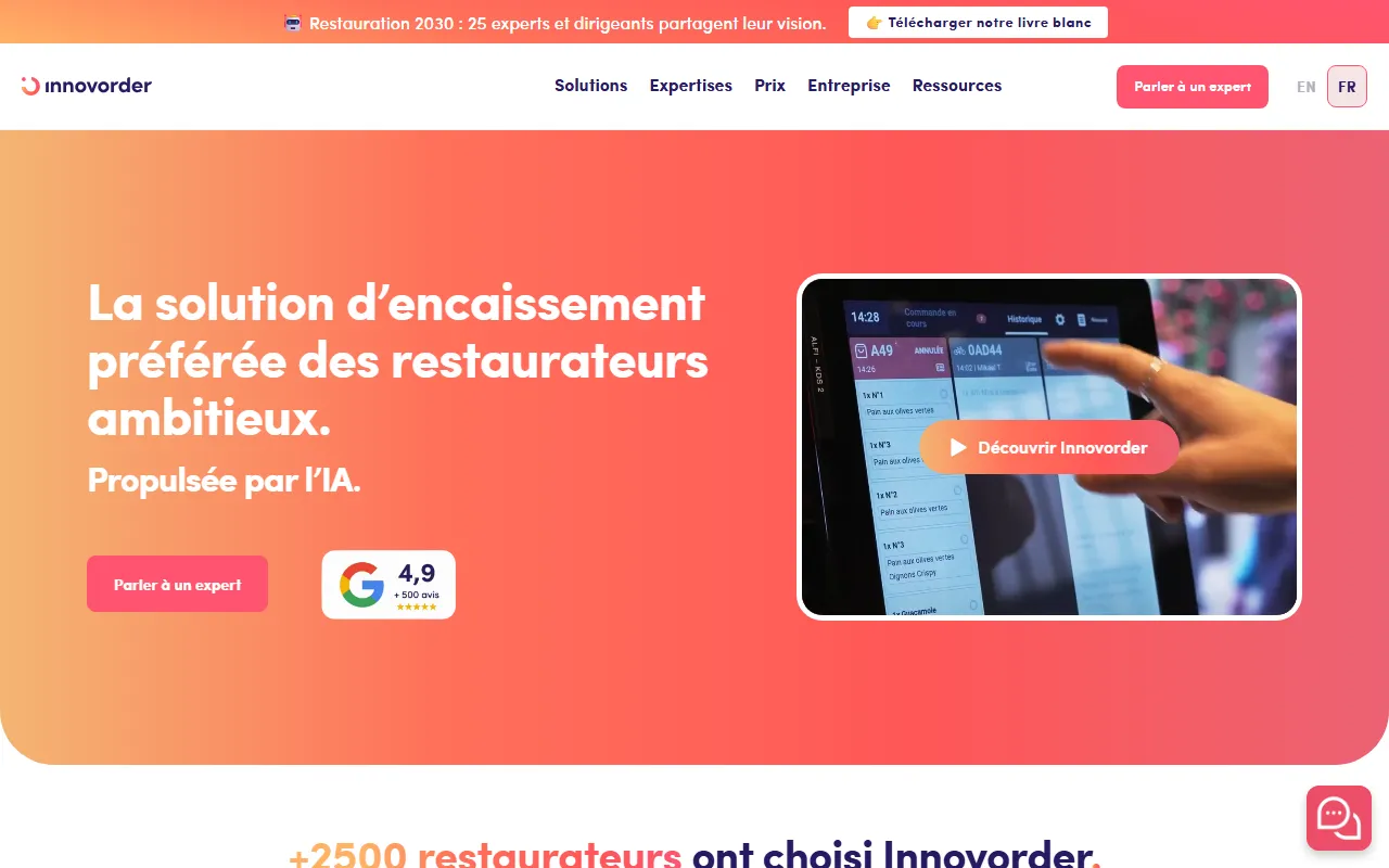 Aperçu d'Innovorder, solution de commande en ligne et de bornes pour la restauration