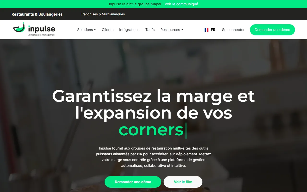 Aperçu d'Inpulse, plateforme de pilotage du coût matière pour la restauration