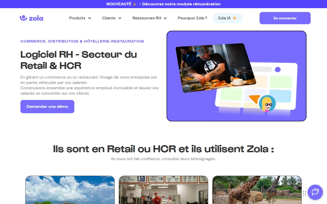 Aperçu de Zola, logiciel RH pour le retail et l'hôtellerie-restauration
