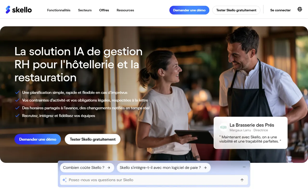 Aperçu de Skello, logiciel de planning et de gestion des équipes en hôtellerie-restauration