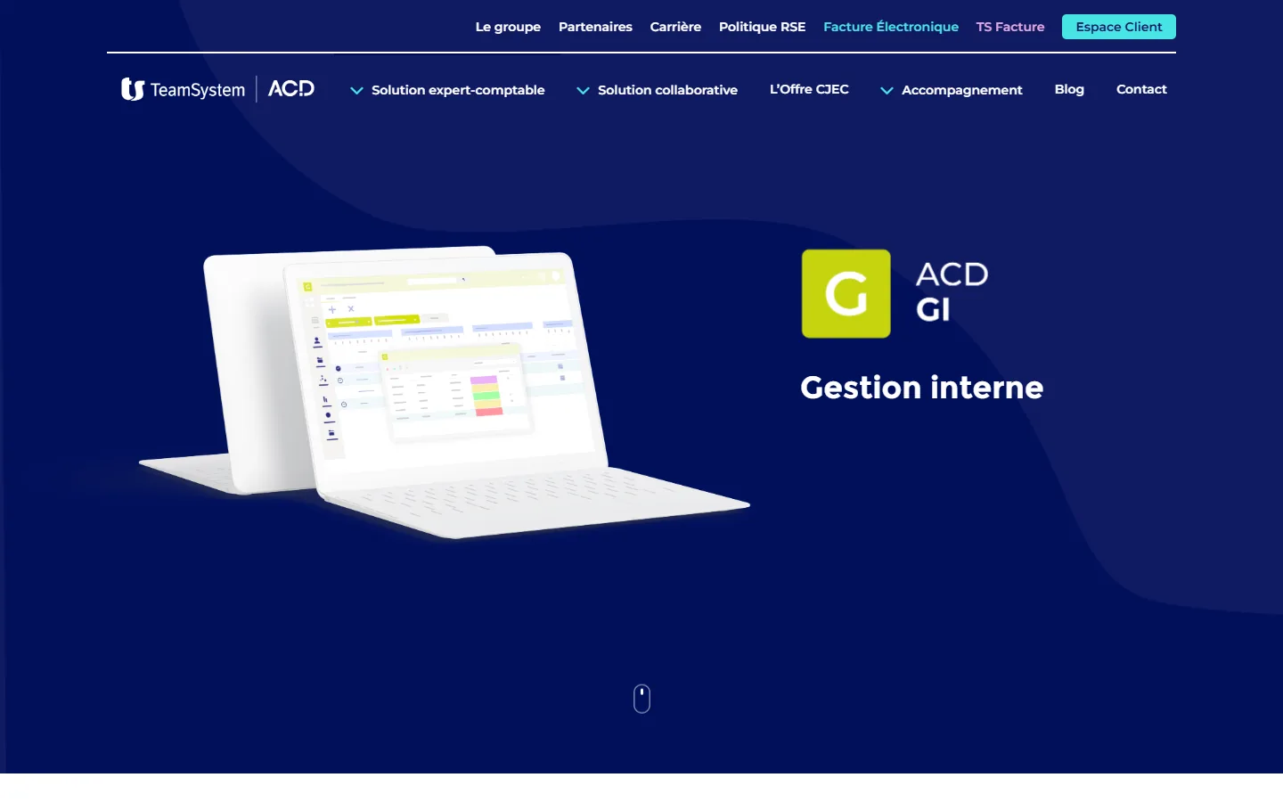 Aperçu d'ACD DIA Client GI, module de gestion interne et de suivi des temps des cabinets