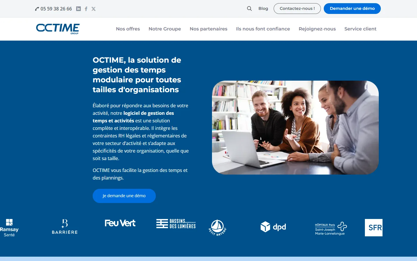 Aperçu d'Octime, logiciel de gestion des temps et de planning multi-sites