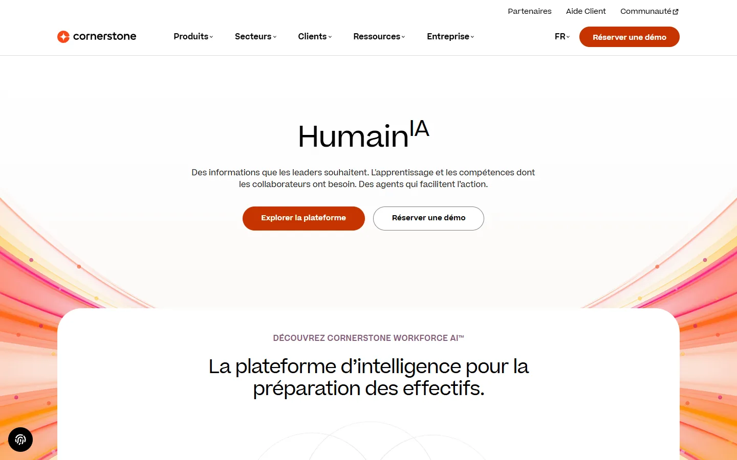 Aperçu du site Cornerstone en français, plateforme de formation et de développement des talents
