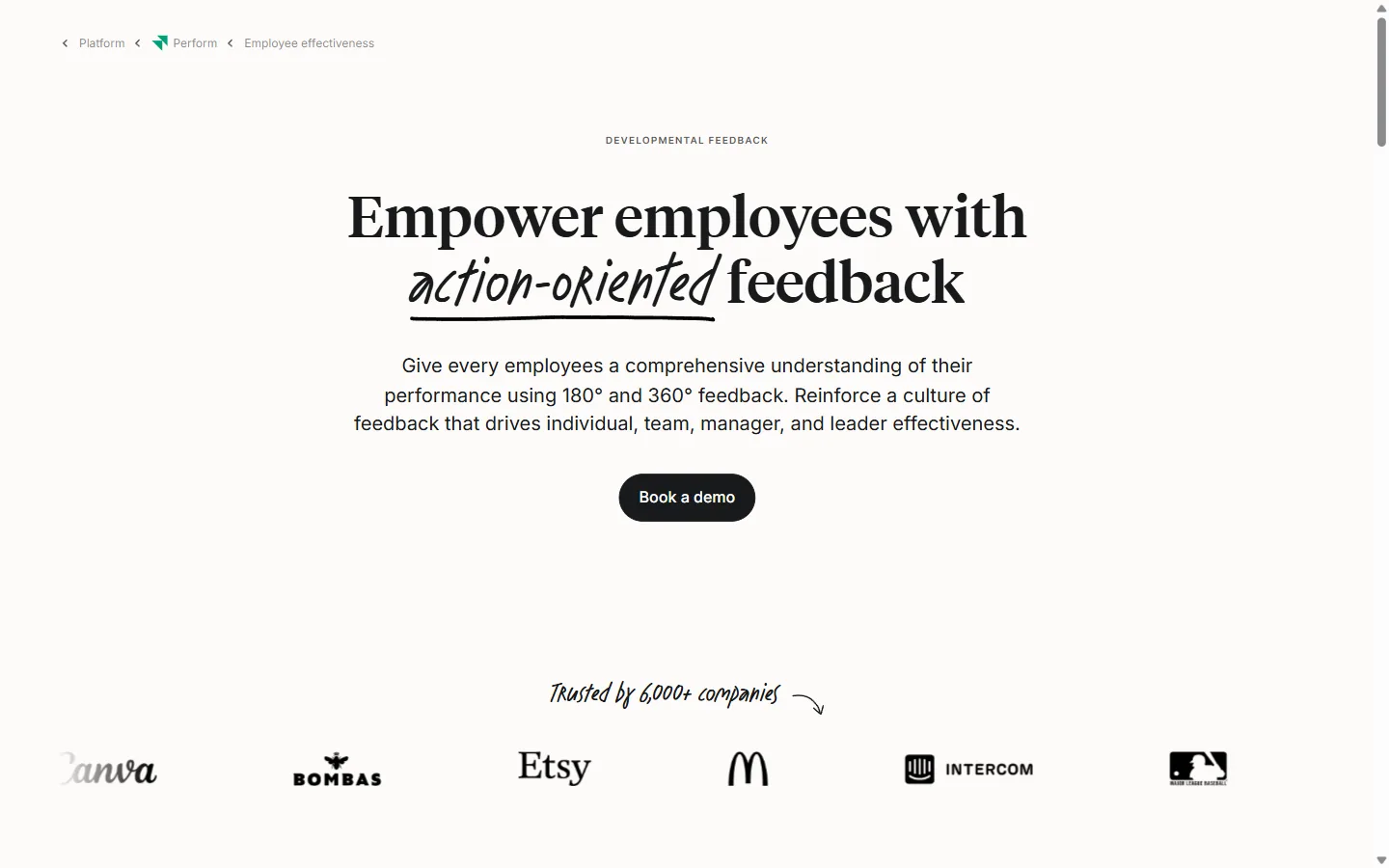 Aperçu du site Culture Amp, outil de feedback 180 et 360 degrés pour le développement