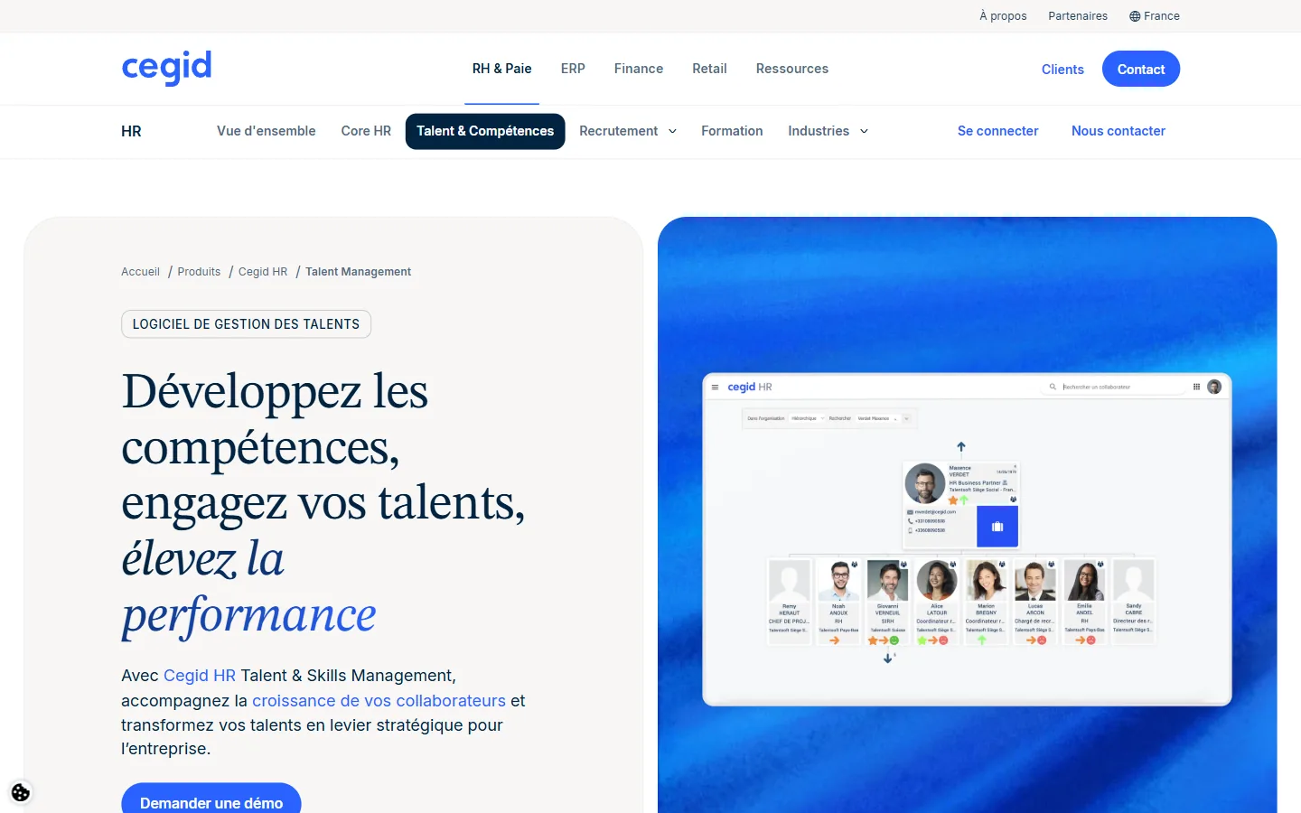 Aperçu de la page Cegid HR Talent & Skills Management, suite de gestion des talents avec campagnes de révisions salariales