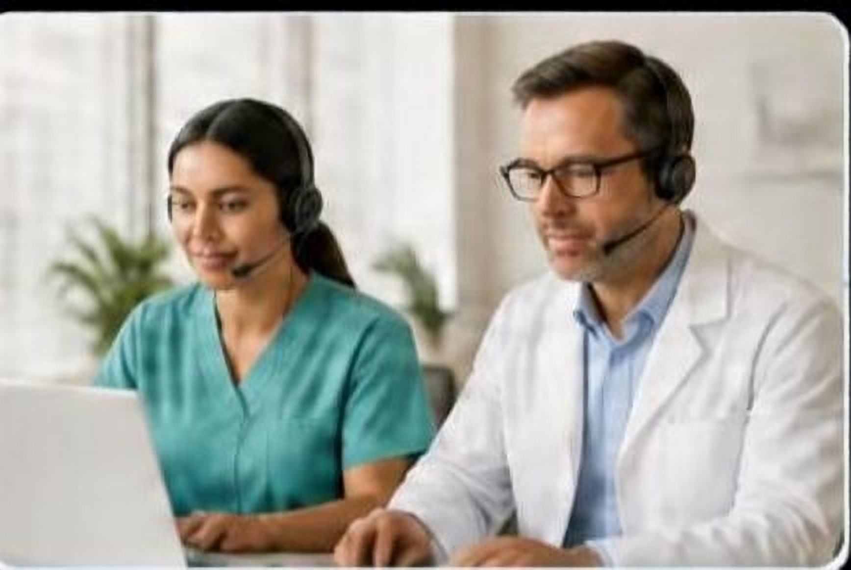 Clinicians with headsets providing follow-up calls
