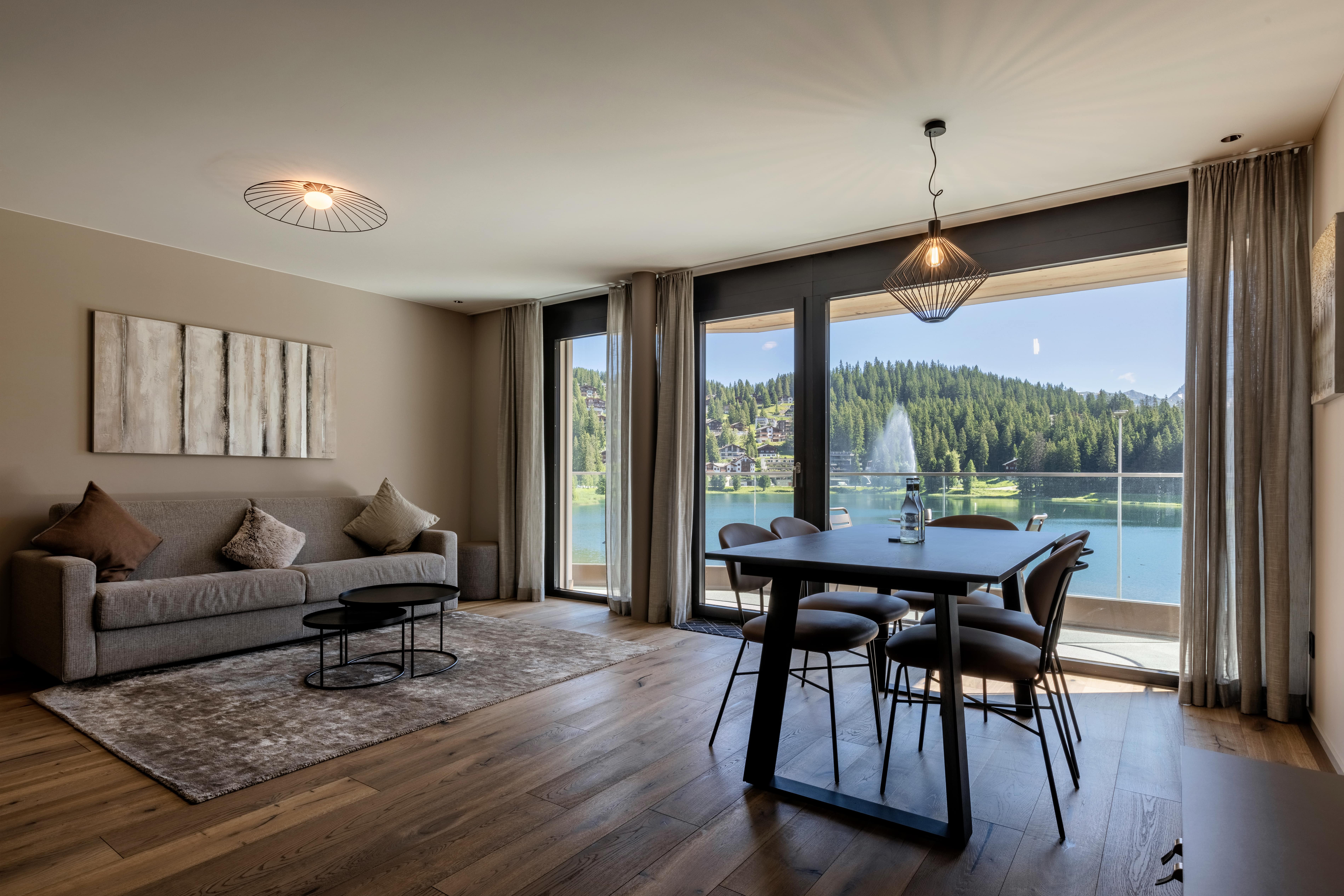 Penthouse view of Swiss mountains
