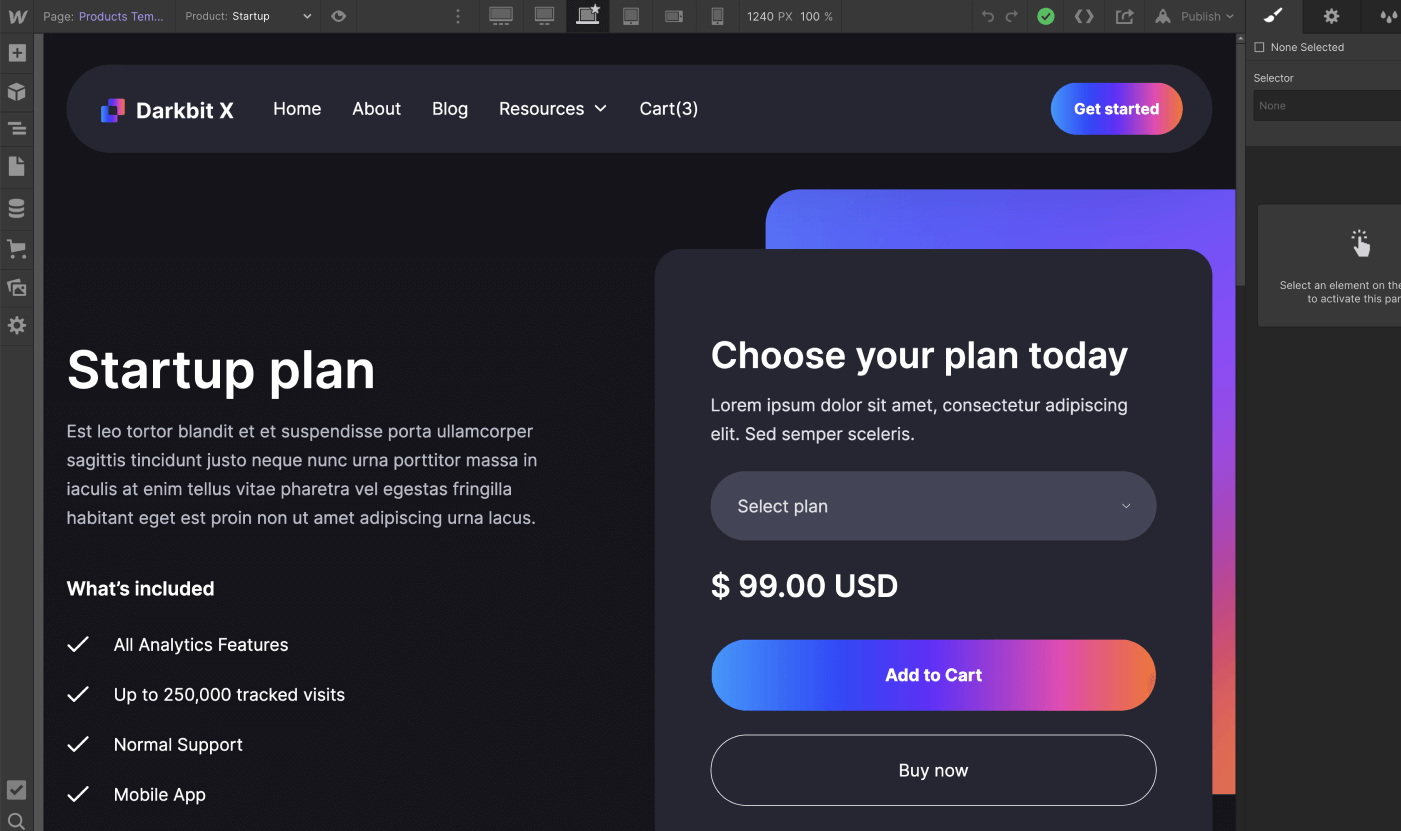 eCommerce Page - Darkbit X Webflow Template
