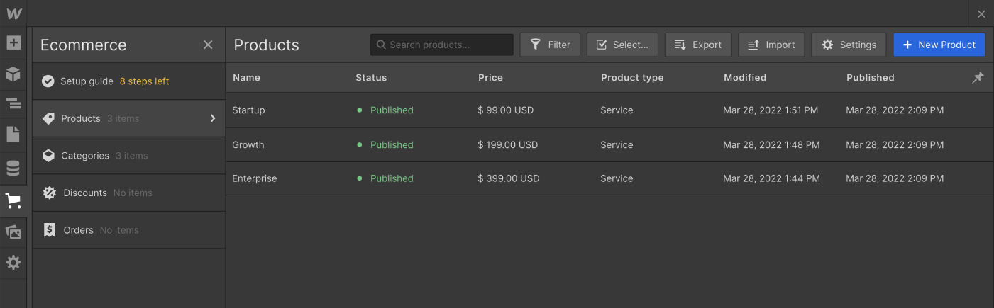 eCommerce Collection - Darkbit X Webflow Template