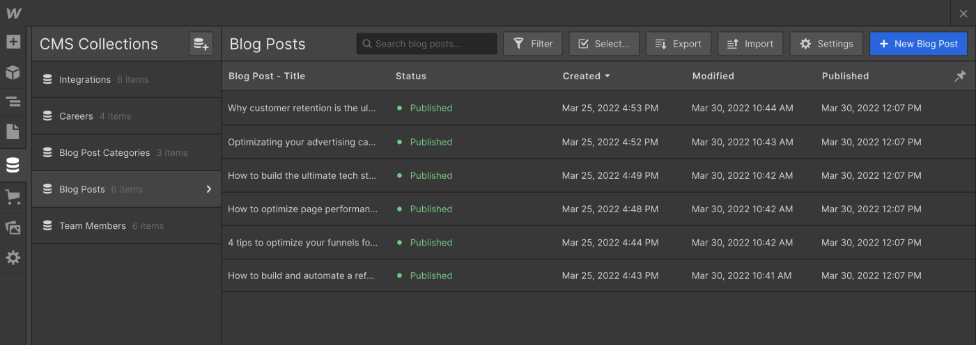 CMS Collection - Darkbit X Webflow Template