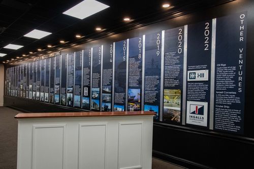 A timeline mural of Ingalls Shipbuilding designed by me during my first 3 months of being contracted.
