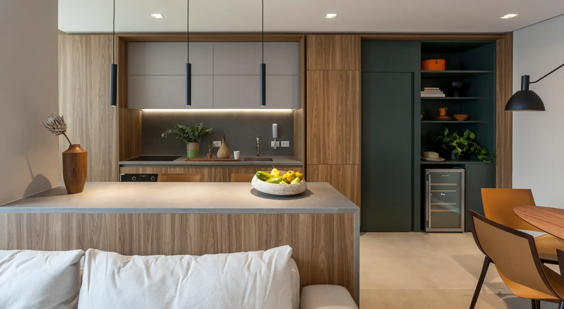 Sala de estar e cozinha de background