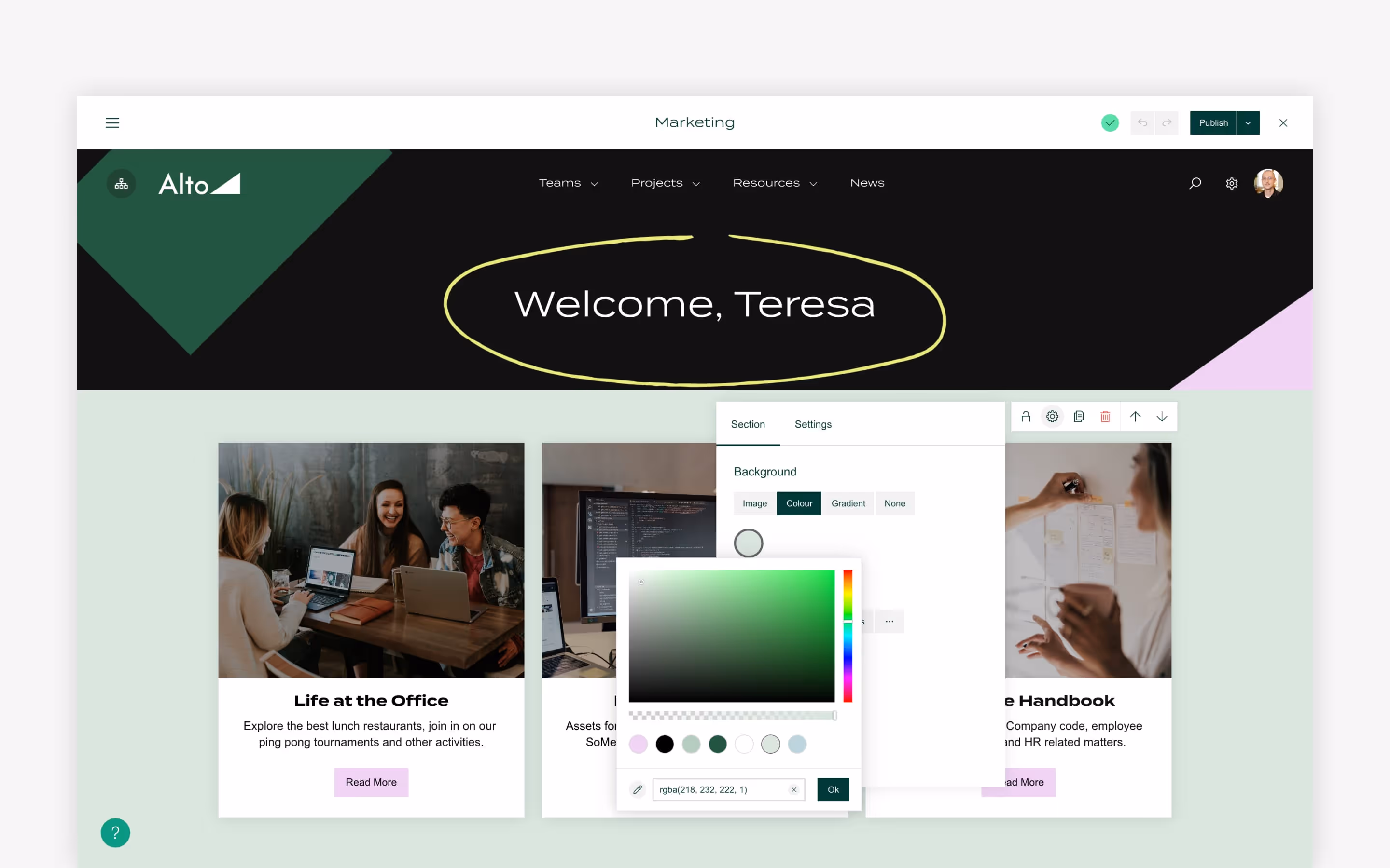 The Page Builder in Refined.