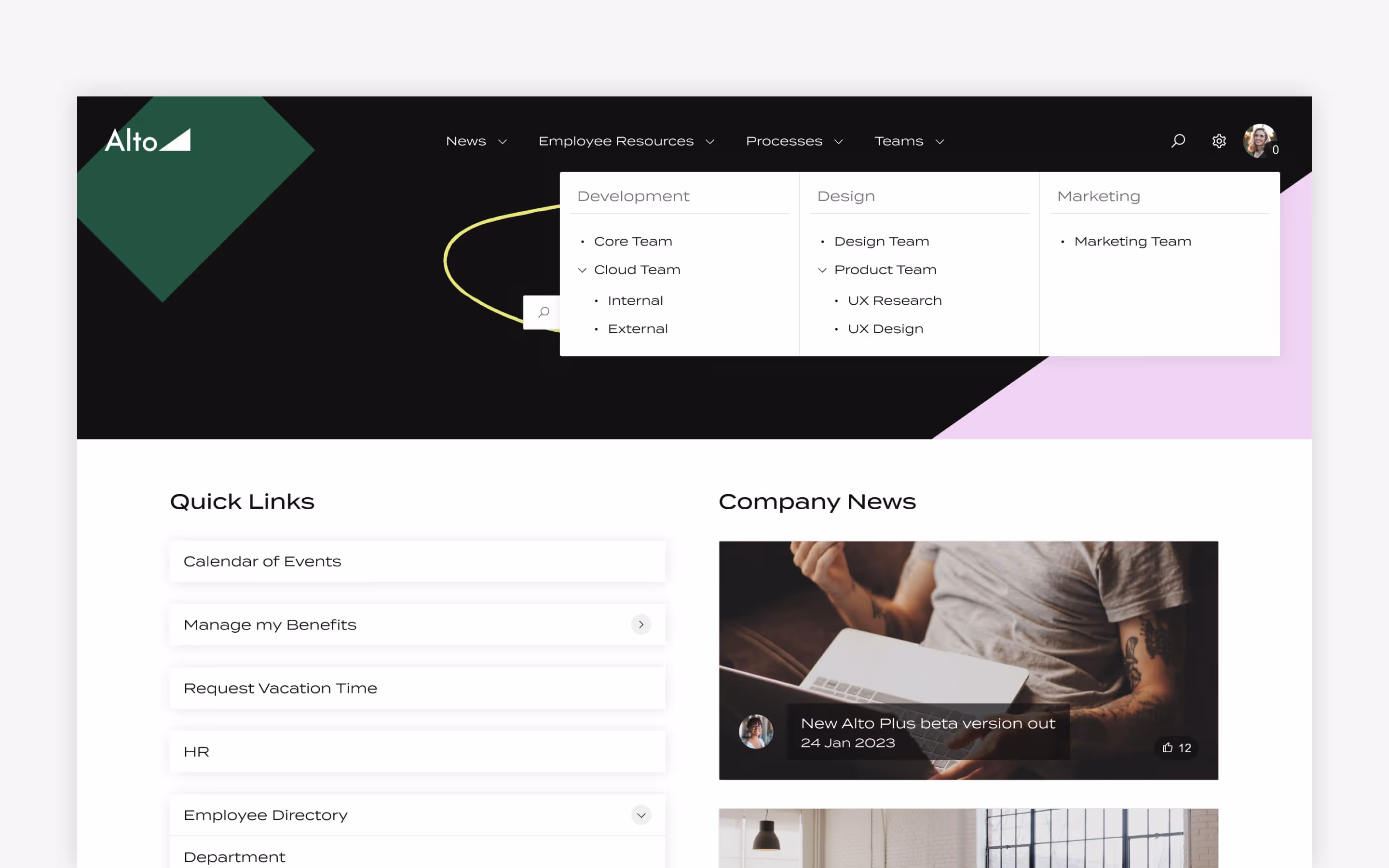 Site navigation drop-down.