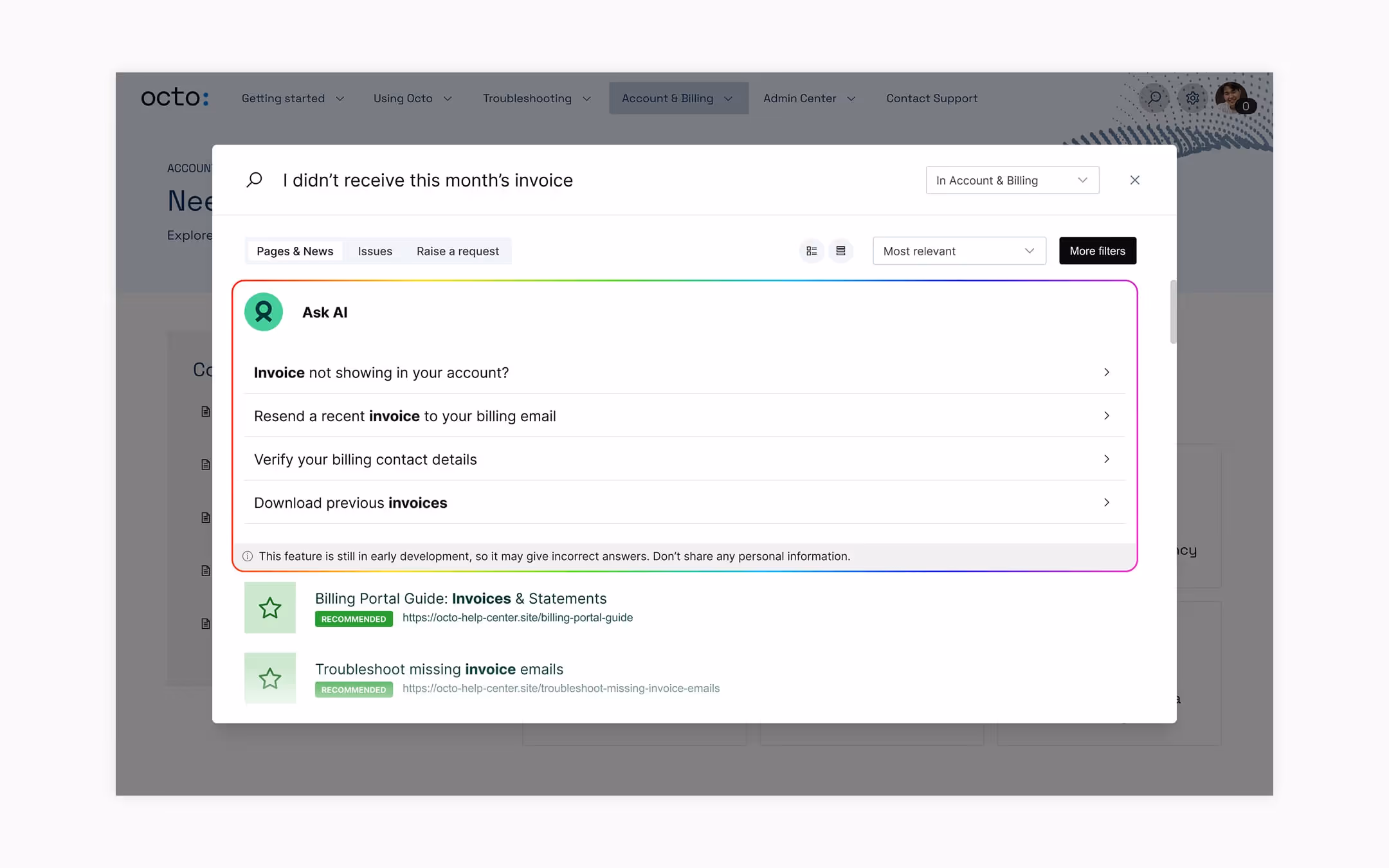 A screen with smart search