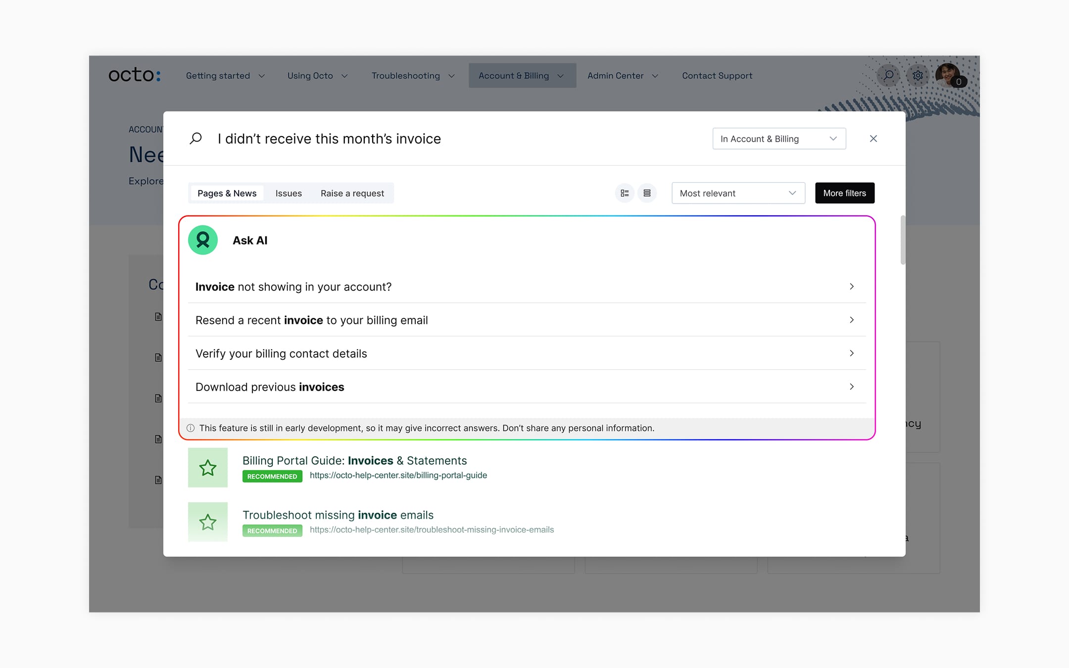 A screen with smart search