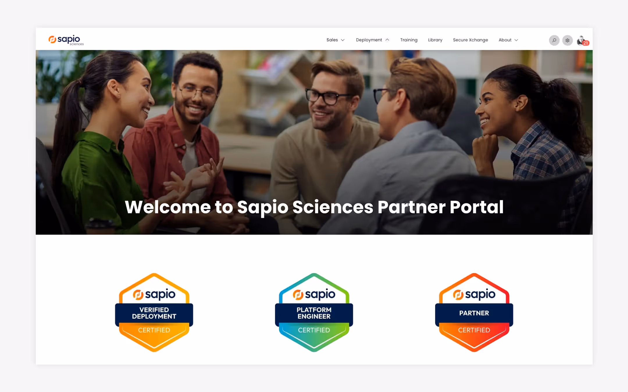 The Sapio Sciences partner portal home.