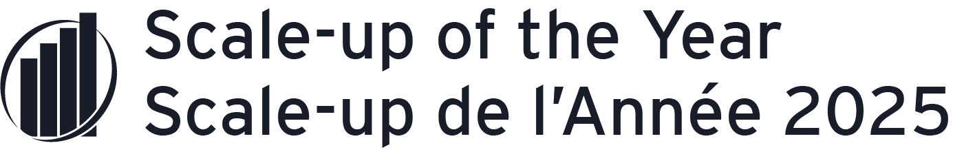 Bar chart icon next to text reading 'Scale-up of the Year Scale-up de l'Année 2025.'