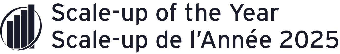 Bar chart icon next to text reading 'Scale-up of the Year Scale-up de l'Année 2025.'