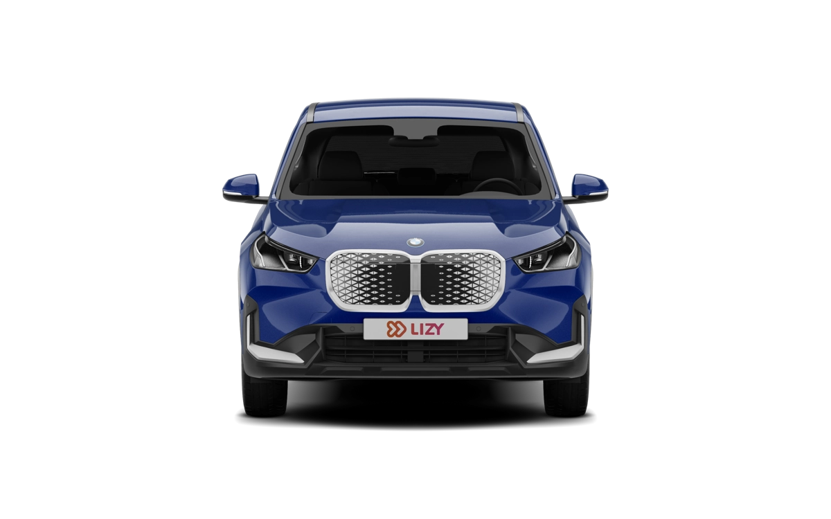 BMW iX1 en bleu, disponible en leasing flexible chez LIZY