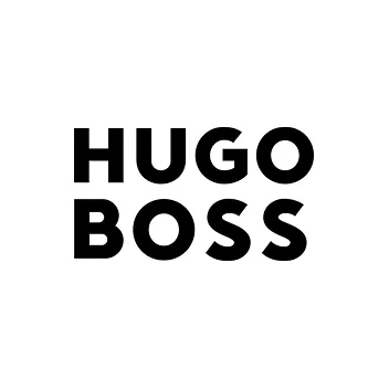 HUGO BOSS brand logo in bold black uppercase letters on a white background.