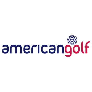 American Golf logo with navy blue and red text and a stylized golf ball.