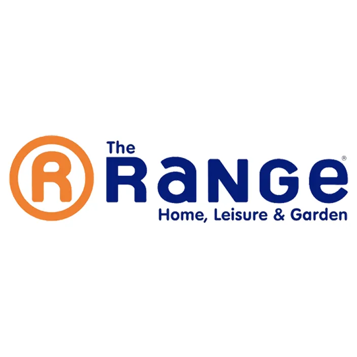 The Range logo with an orange circled 'R' and text 'The Range Home, Leisure & Garden'.
