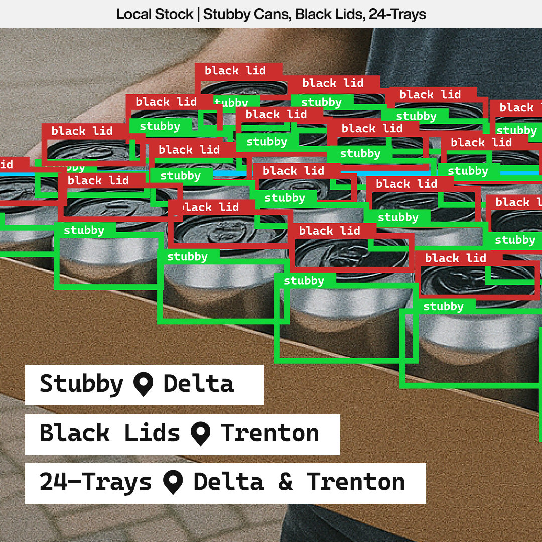 local stock stubby cans black lids 24-trays