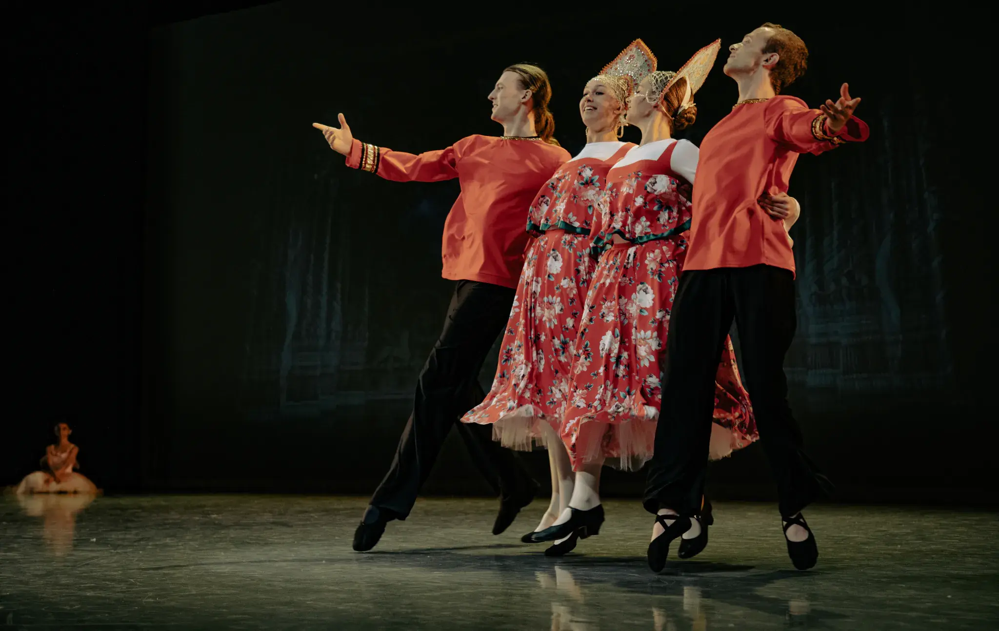 Graceful arm and foot movements taught using the Vaganova ballet method.