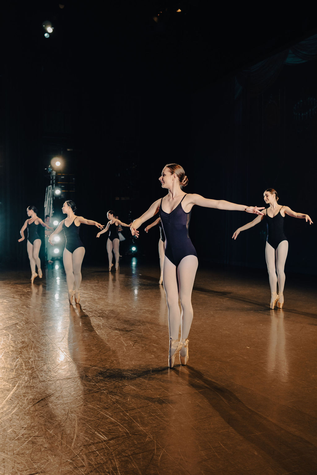Adult ballet dancers rehearsing backstage at the rehearsal for The Russian Ballet School’s adult showcase at Betty Oliphant Theatre in Toronto