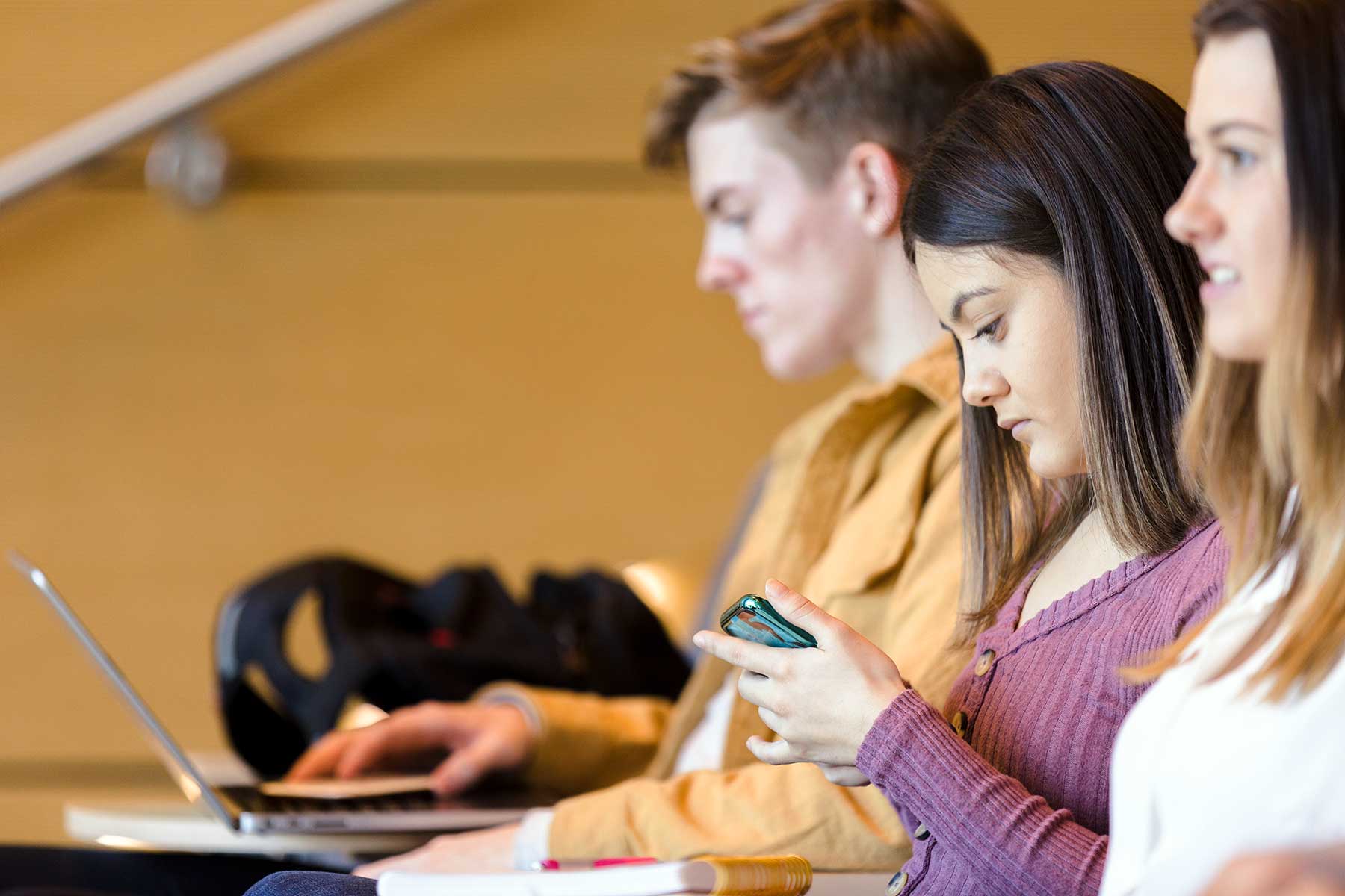 Student texting during class