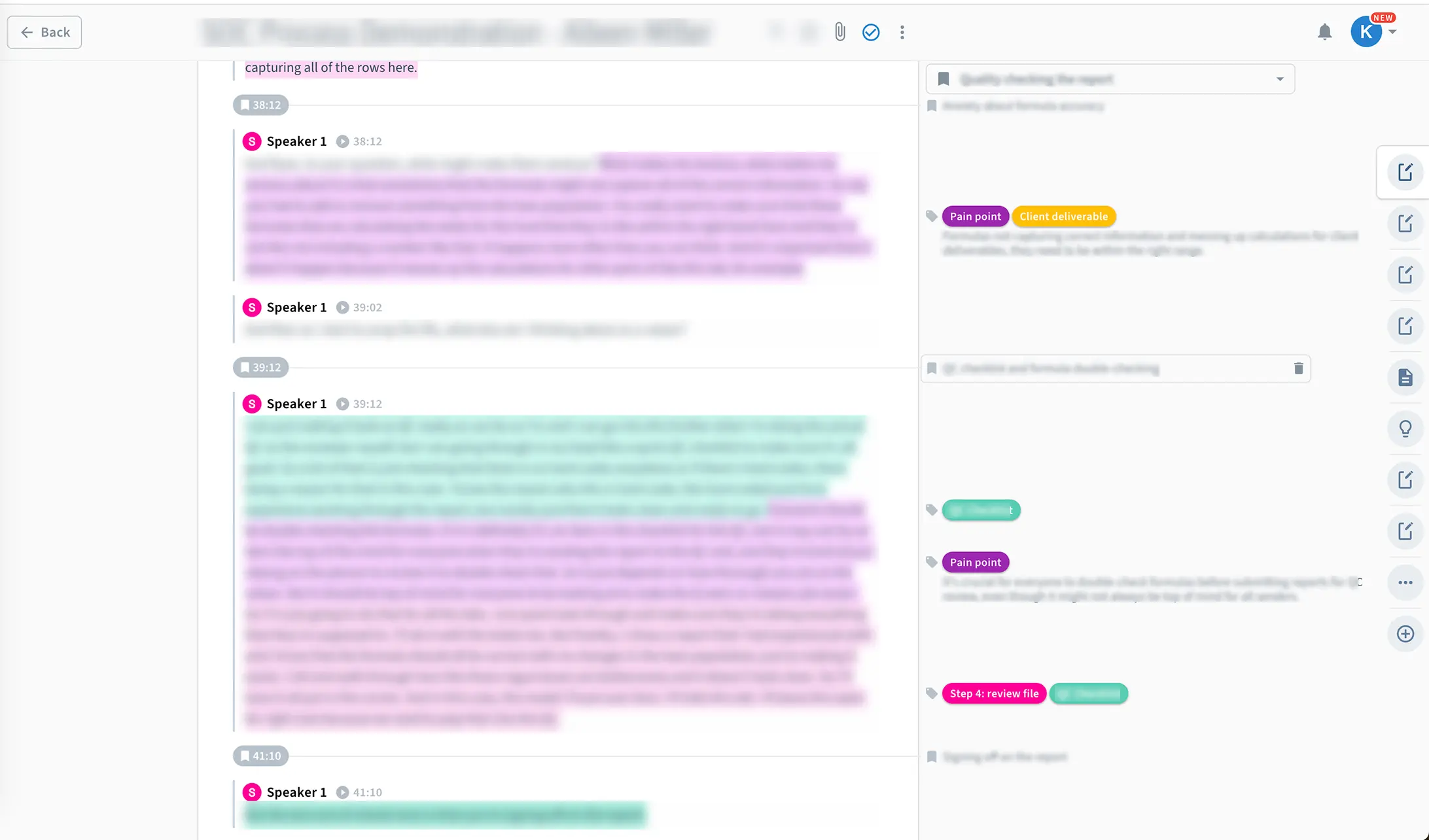 Condens app interface showing synthesis of user and stakeholder interview notes