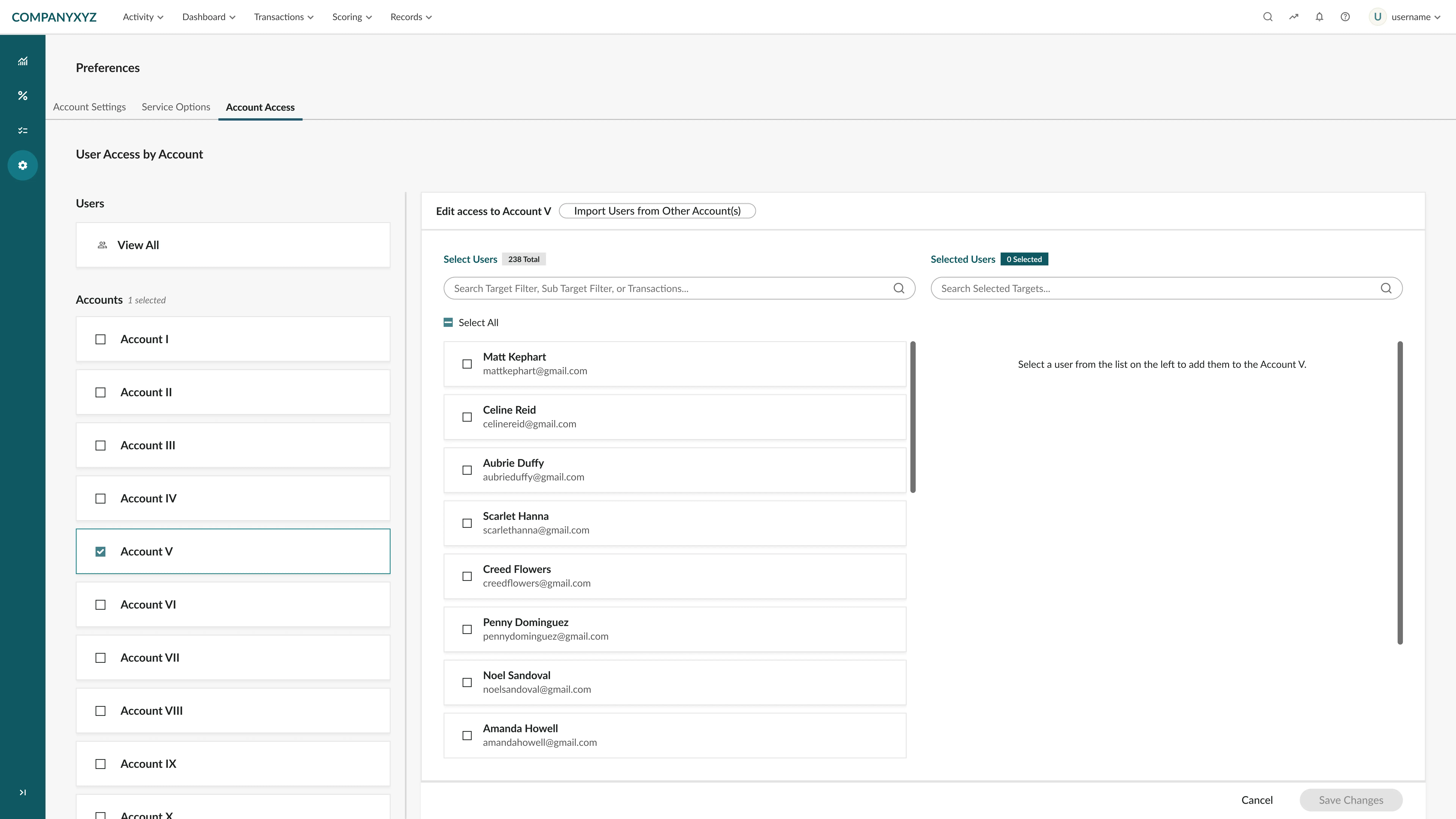 Animated demonstration of bulk editing to add multiple new users to accounts