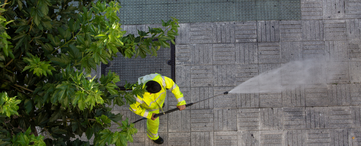 Cleaning a parking lot