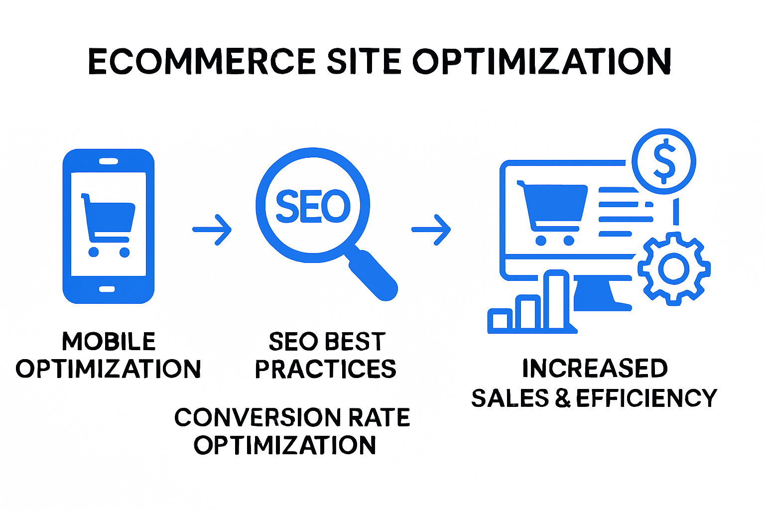 Infographic summarizing core ecommerce site optimization strategies