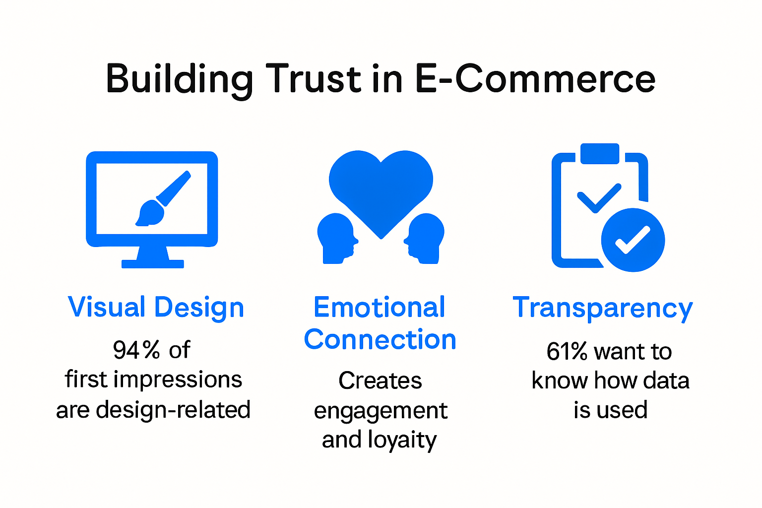 Infographic showing user-centered design trust factors in ecommerce