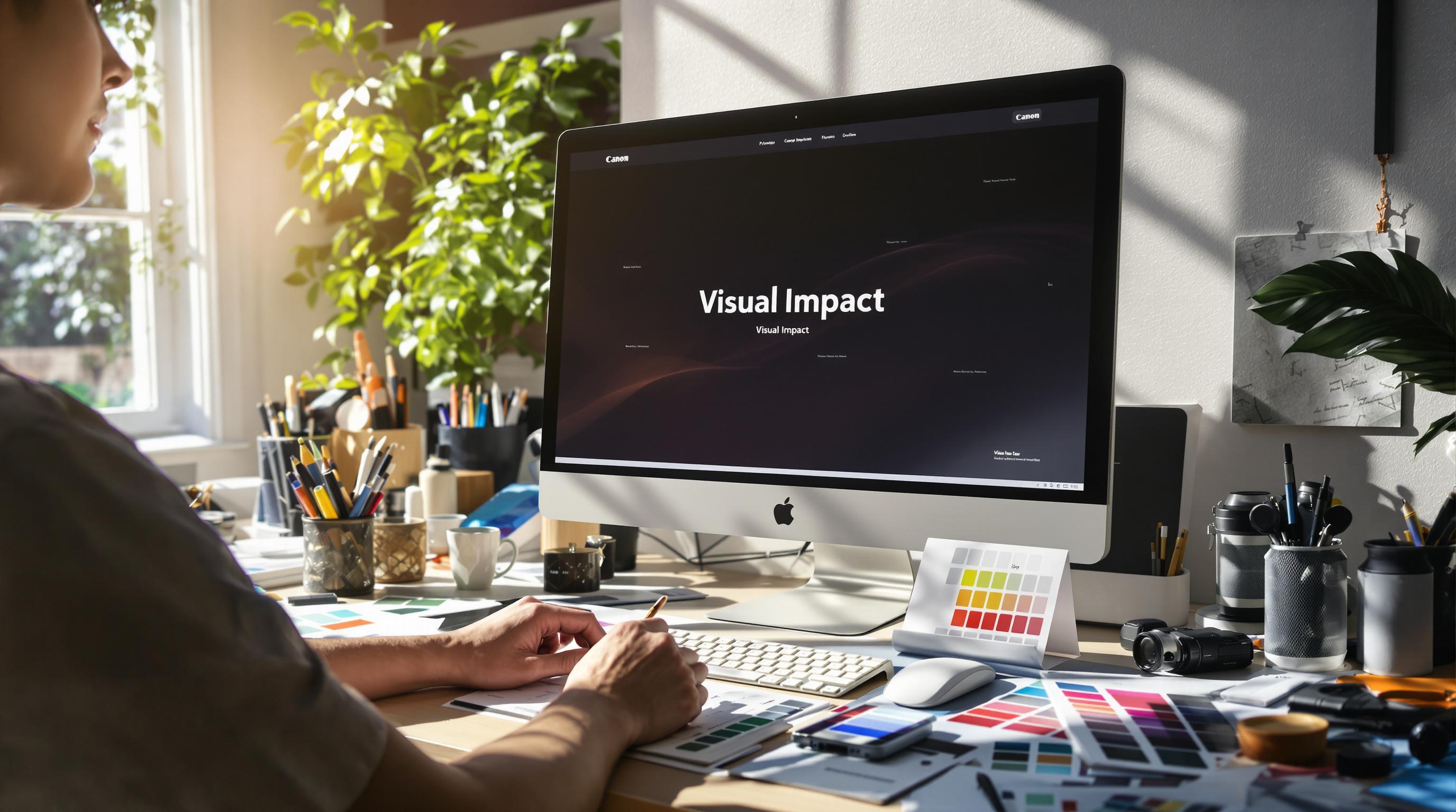 Designer adjusts site typography and color for brand communication