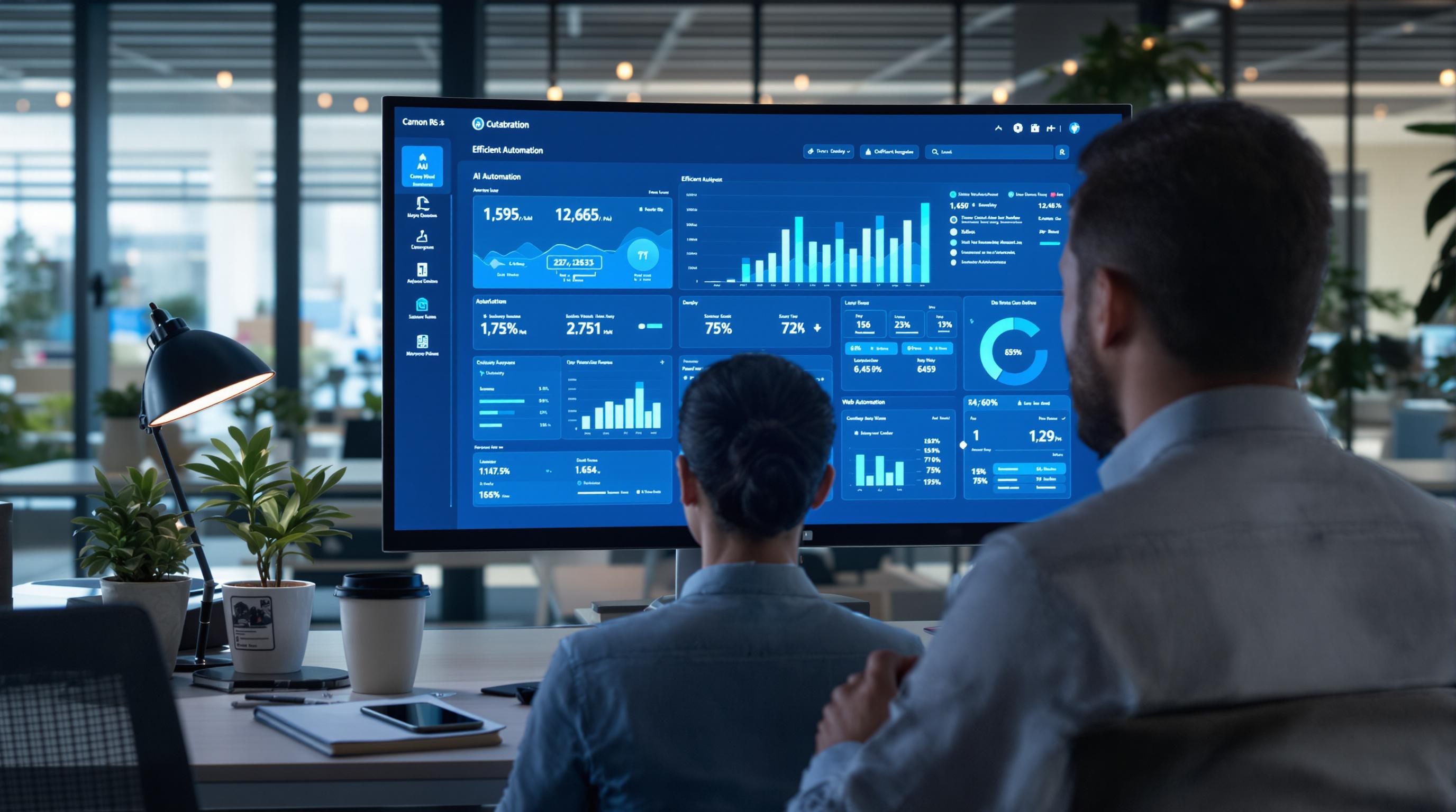 Professional uses AI dashboard for business website automation and analytics