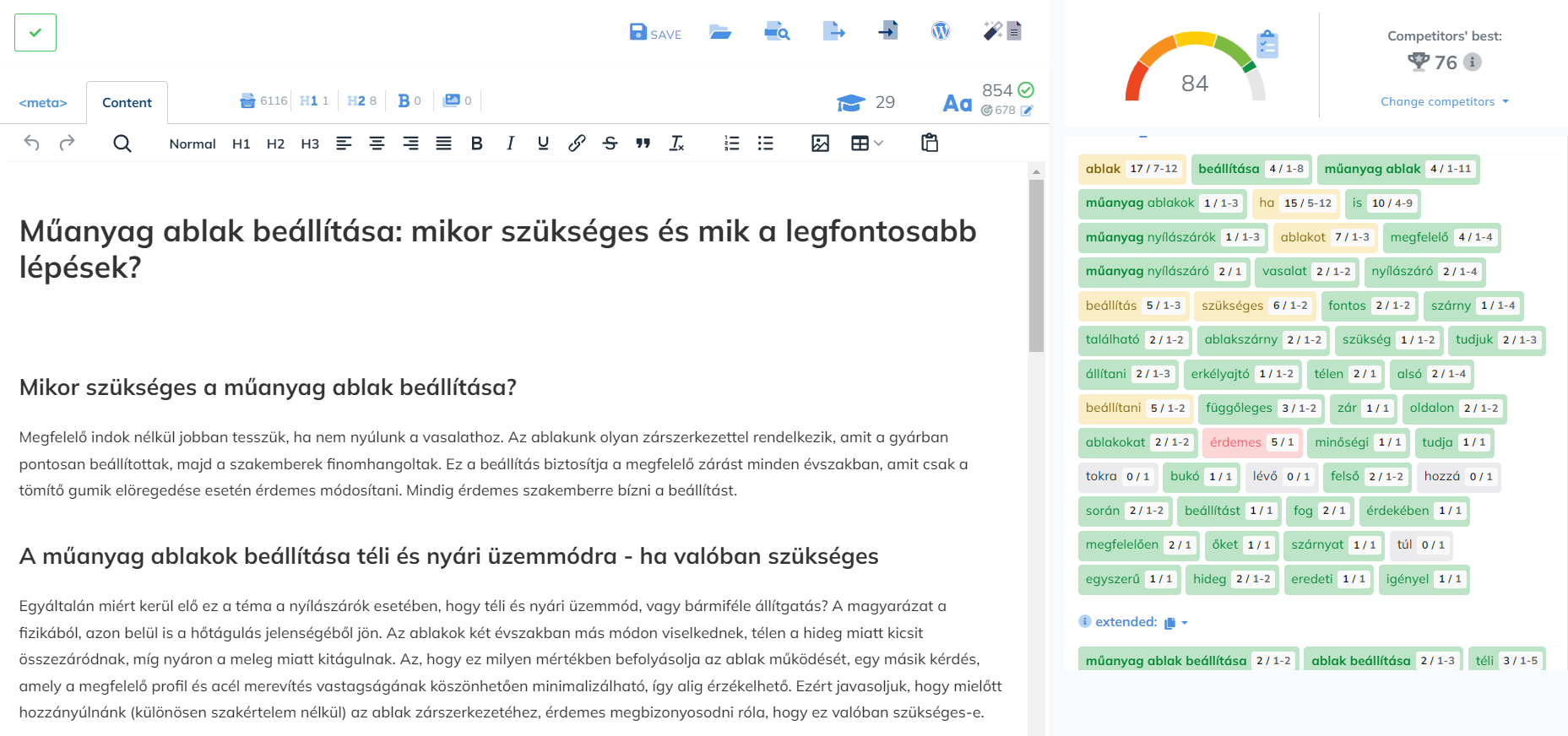 Search engine optimized content written in Neuronwriter